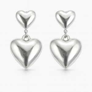 ⚜️ Silver Heart Drop Earrings